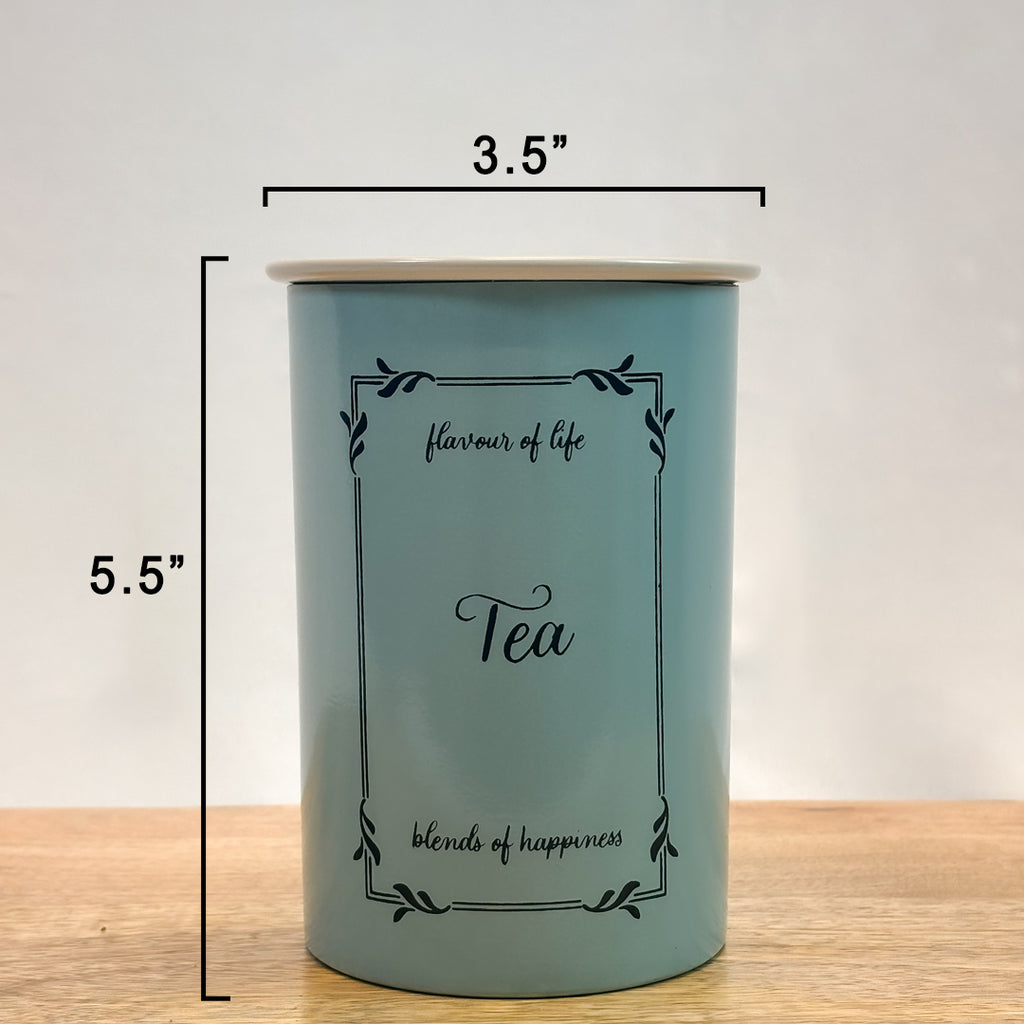 Metal Tea Coffee Sugar Canister Set | Airtight Kitchen Storage Containers | Pastel Blue