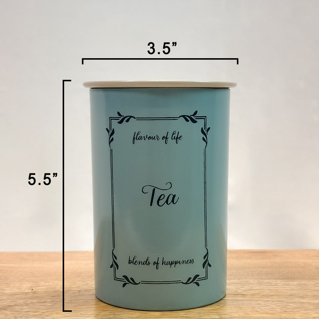 Metal Tea Coffee Sugar Canister Set | Airtight Kitchen Storage Containers | Pastel Blue