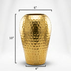 10" Hammered Gold Metal Flower Vase – Decorative Table Vase for Living Room, Home Décor Centerpiece