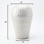 10" Hammered Metal Flower Vase – Modern Decorative Table Vase for Living Room, Bedroom & Office – Gold Crackle Finish
