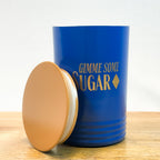 Metal Tea Coffee Sugar Canister Set | Airtight Kitchen Storage Containers | Blue