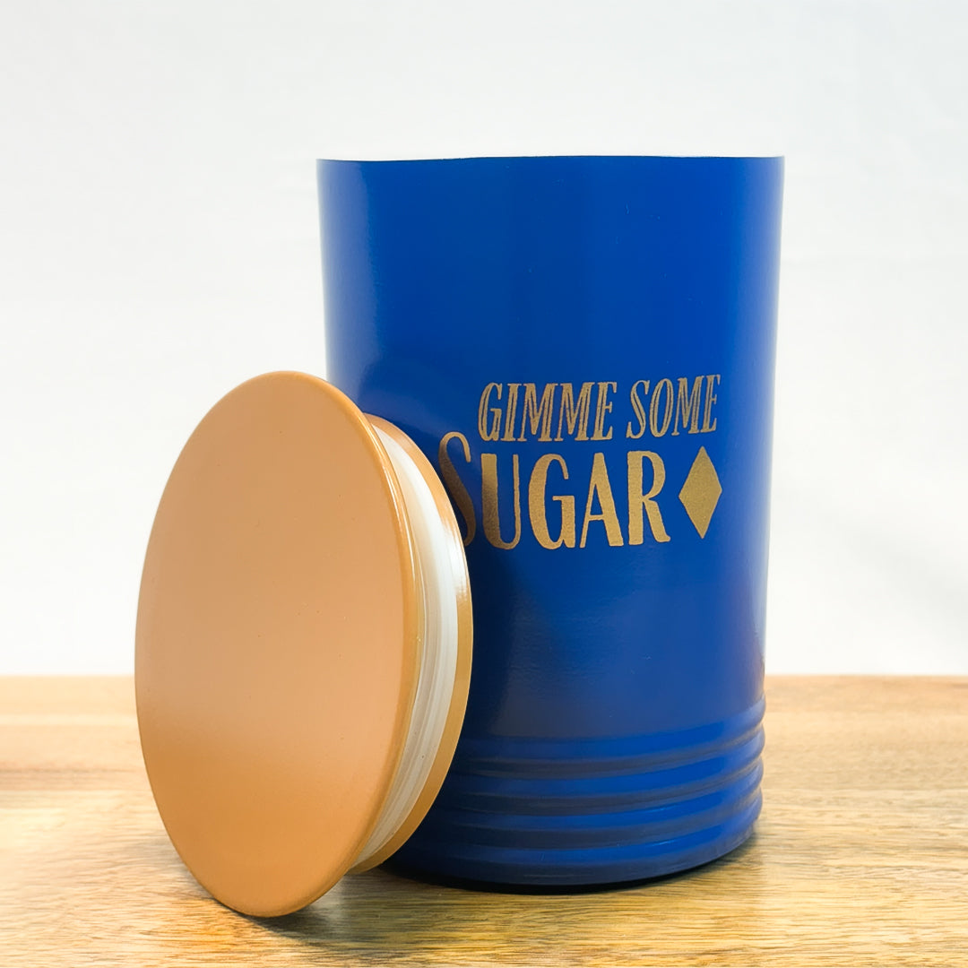 Metal Tea Coffee Sugar Canister Set | Airtight Kitchen Storage Containers | Blue