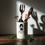 Kitchen Utensil Crock | Metal Spoon Holder for Ladles, Spatulas & Cutlery | Decorative Countertop Organizer