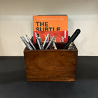 Wooden Desk Organizer with 3 Compartments | Pen Stand & Book Holder for Home and Office