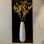 Tall Hammered Texture Vase with White & Gold Crackle | Contemporary Floor Decor for Living Room, Hallway & Corners