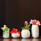 Textured Finish Mini Metal Flower Vase Set of 4 | Small Decorative Table Vases for Home Decor, Living Room, Office Desk & Shelf Styling