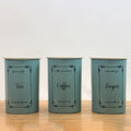 Metal Tea Coffee Sugar Canister Set | Airtight Kitchen Storage Containers | Pastel Blue