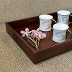 Wooden Serving Tray with Cutout Handles | Tea, Coffee & Breakfast Tray for Dining Table & Home Decor | 15 x 12 Inch