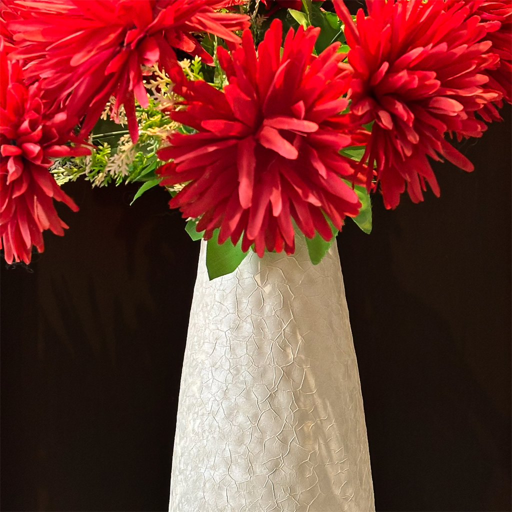 Textured Ceramic Finish Flower Vase |Tall Hammered 16.5" Corner Table Decor Vase | Modern Home Decor Accent for Living Room & Table