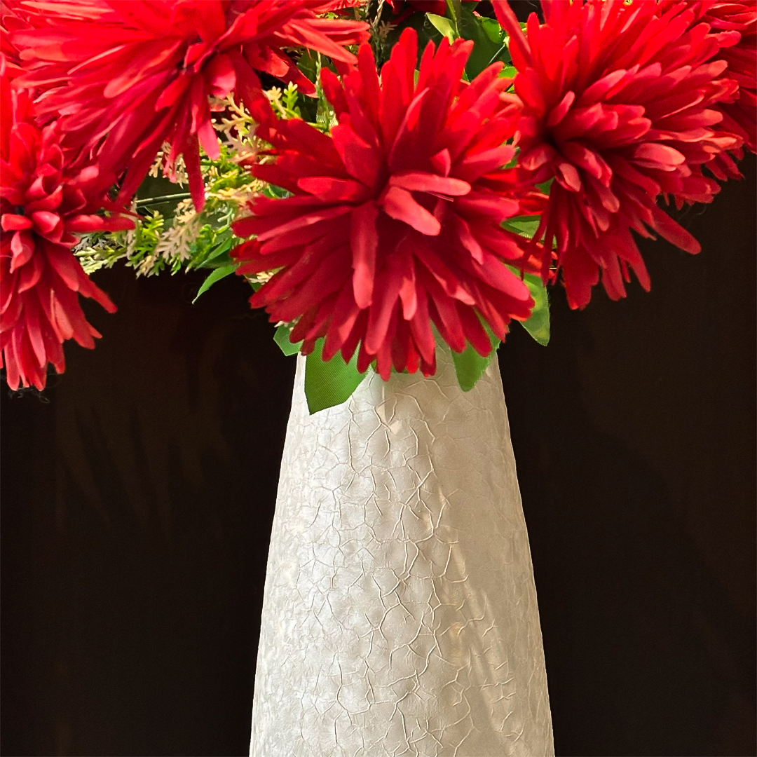 Textured Ceramic Finish Flower Vase |Tall Hammered 16.5" Corner Table Decor Vase | Modern Home Decor Accent for Living Room & Table