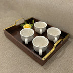 Wooden Serving Tray with Gold Handles – Elegant Tea, Coffee & Breakfast Tray for Modern Dining & Home Decor