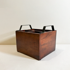 Wooden 3- Partition Cutlery Holder with Black Metal Handles | Multipurpose Kitchen Organizer