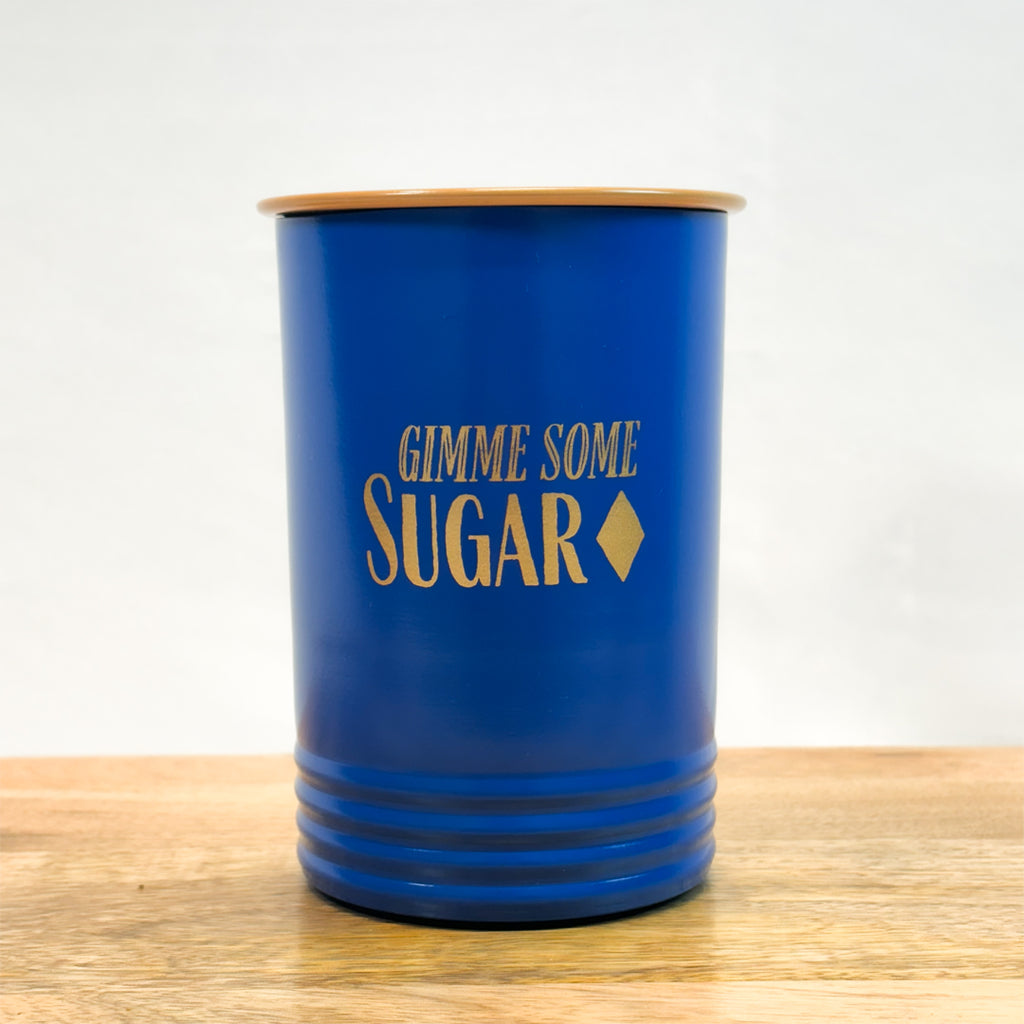 Metal Tea Coffee Sugar Canister Set | Airtight Kitchen Storage Containers | Blue