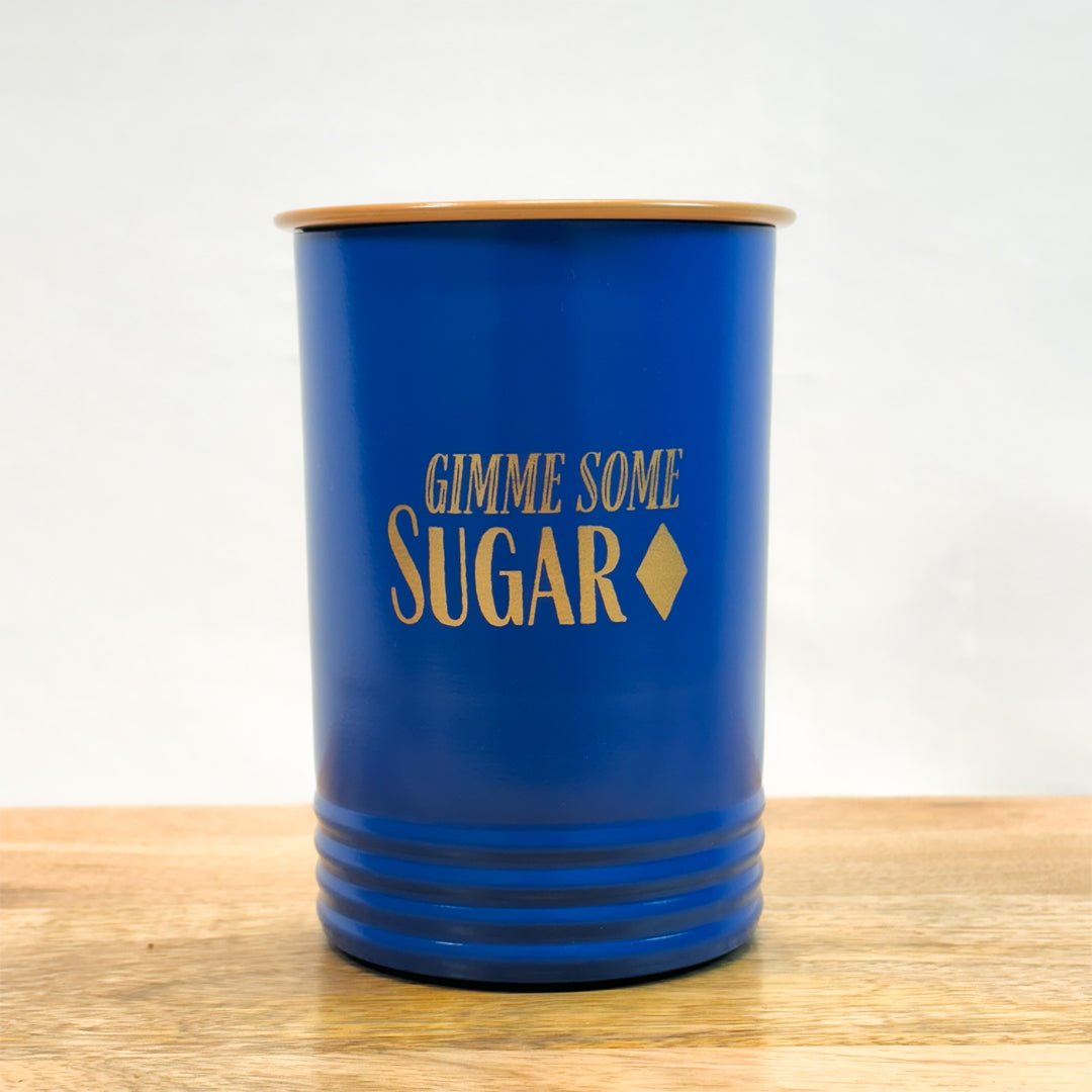 Metal Tea Coffee Sugar Canister Set | Airtight Kitchen Storage Containers | Blue