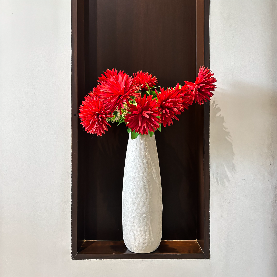 Textured Ceramic Finish Flower Vase |Tall Hammered 16.5" Corner Table Decor Vase | Modern Home Decor Accent for Living Room & Table