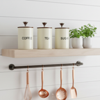 Tea Coffee Sugar Canister | Set of 3 with Airtight Wooden Lid | Kitchen Storage Jars | Off White