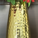Hammered Gold Finish Metal Vase (16.5") – Modern Decorative Flower Vase for Home, Office & Gifting (Gold)