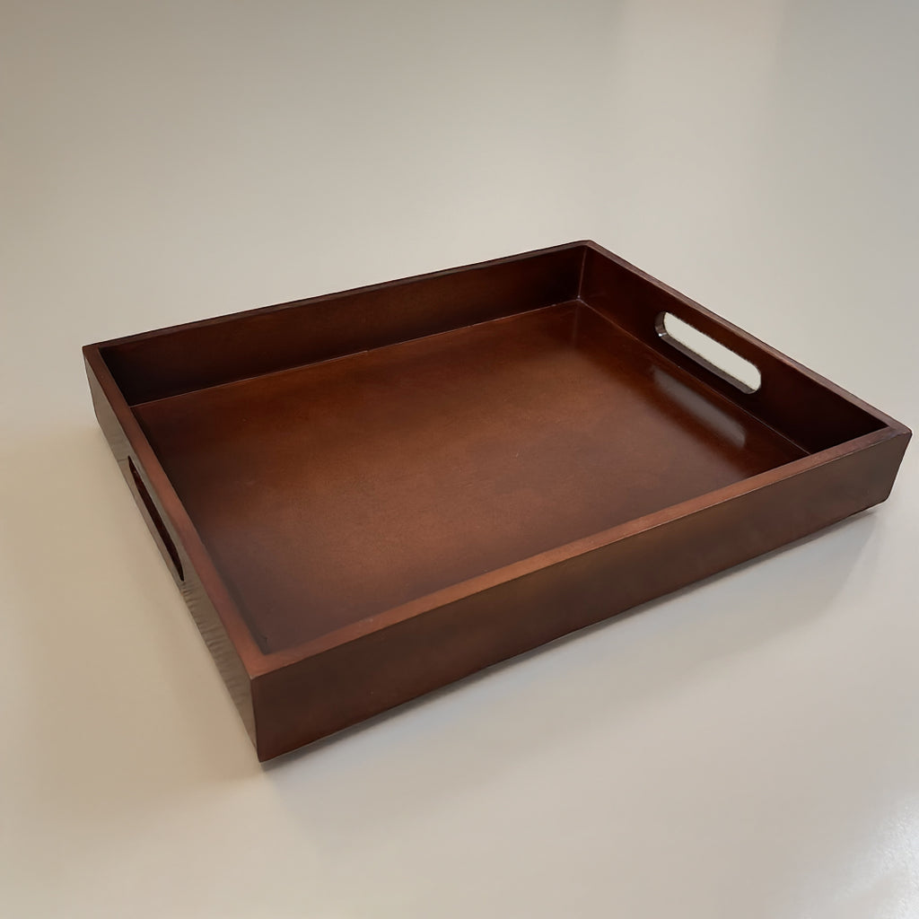 Wooden Serving Tray with Cutout Handles | Tea, Coffee & Breakfast Tray for Dining Table & Home Decor | 15 x 12 Inch