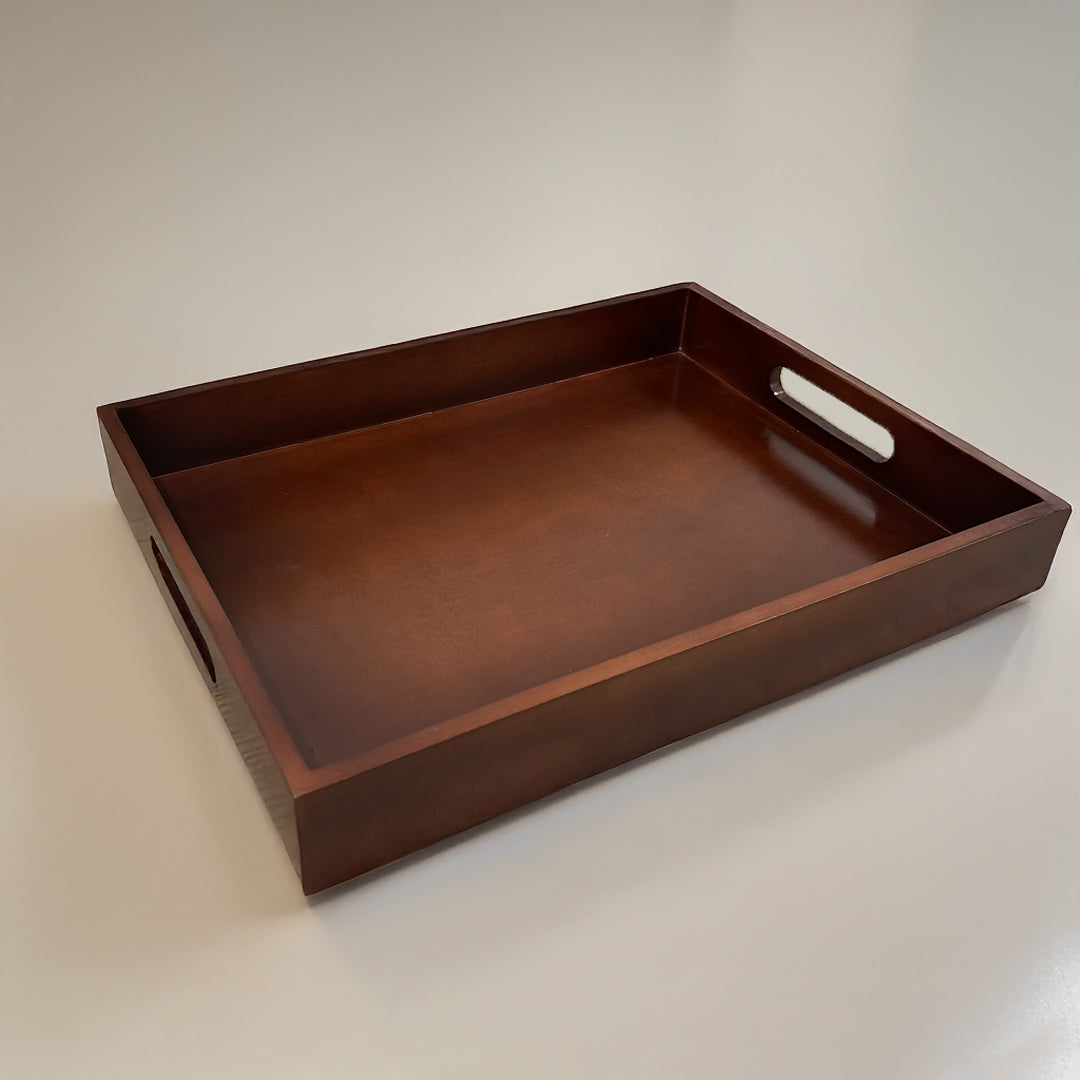 Wooden Serving Tray with Cutout Handles | Tea, Coffee & Breakfast Tray for Dining Table & Home Decor | 15 x 12 Inch