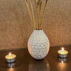 Mini Hammered Bud Vase with White–Gold Crackle Finish | Elegant Decorative Table Vase for Home Styling & Gifting