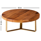 Wooden Cake Stand with Gold Metal Base | Round Dessert Display Stand for Cakes, Cupcakes & Table Decor | 12 Inch