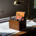 Wooden Desk Organizer with 3 Compartments | Pen Stand & Book Holder for Home and Office
