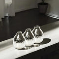Set of 3 Hammered Metal Vases – Small Decorative Silver Vessels for Modern Home Décor, Tabletop Accent
