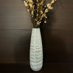 Tall Hammered Texture Vase with White & Gold Crackle | Contemporary Floor Decor for Living Room, Hallway & Corners