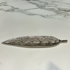 Leaf Shape Silver Metal Incense Stick Holder | Decorative Agarbatti Stand for Home, Temple & Meditation | 10 Inch