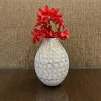 Mini Hammered Bud Vase with White–Gold Crackle Finish | Elegant Decorative Table Vase for Home Styling & Gifting