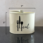 Metal Cutlery Holder for Kitchen Counter | 4 Section Spoon & Utensil Organizer with Handle | Cream White
