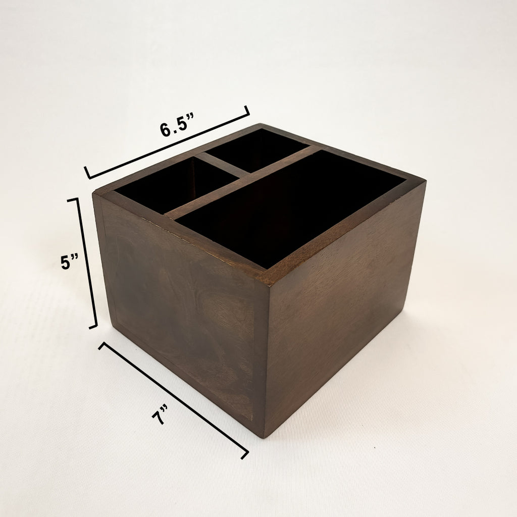Wooden Desk Organizer with 3 Compartments | Pen Stand & Book Holder for Home and Office