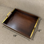 Wooden Serving Tray with Gold Handles – Elegant Tea, Coffee & Breakfast Tray for Modern Dining & Home Decor