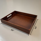 Wooden Serving Tray with Cutout Handles | Tea, Coffee & Breakfast Tray for Dining Table & Home Decor | 15 x 12 Inch