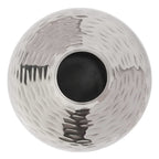 Rice Hammered Metal Flower Vase (9 Inch) – Silver Finish Decorative Table Vase for Living Room, Office & Shelf Décor