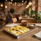 Wooden Snack Serving Tray with Dip Bowls | Multipurpose Chips & Nachos Platter for Serving Snacks