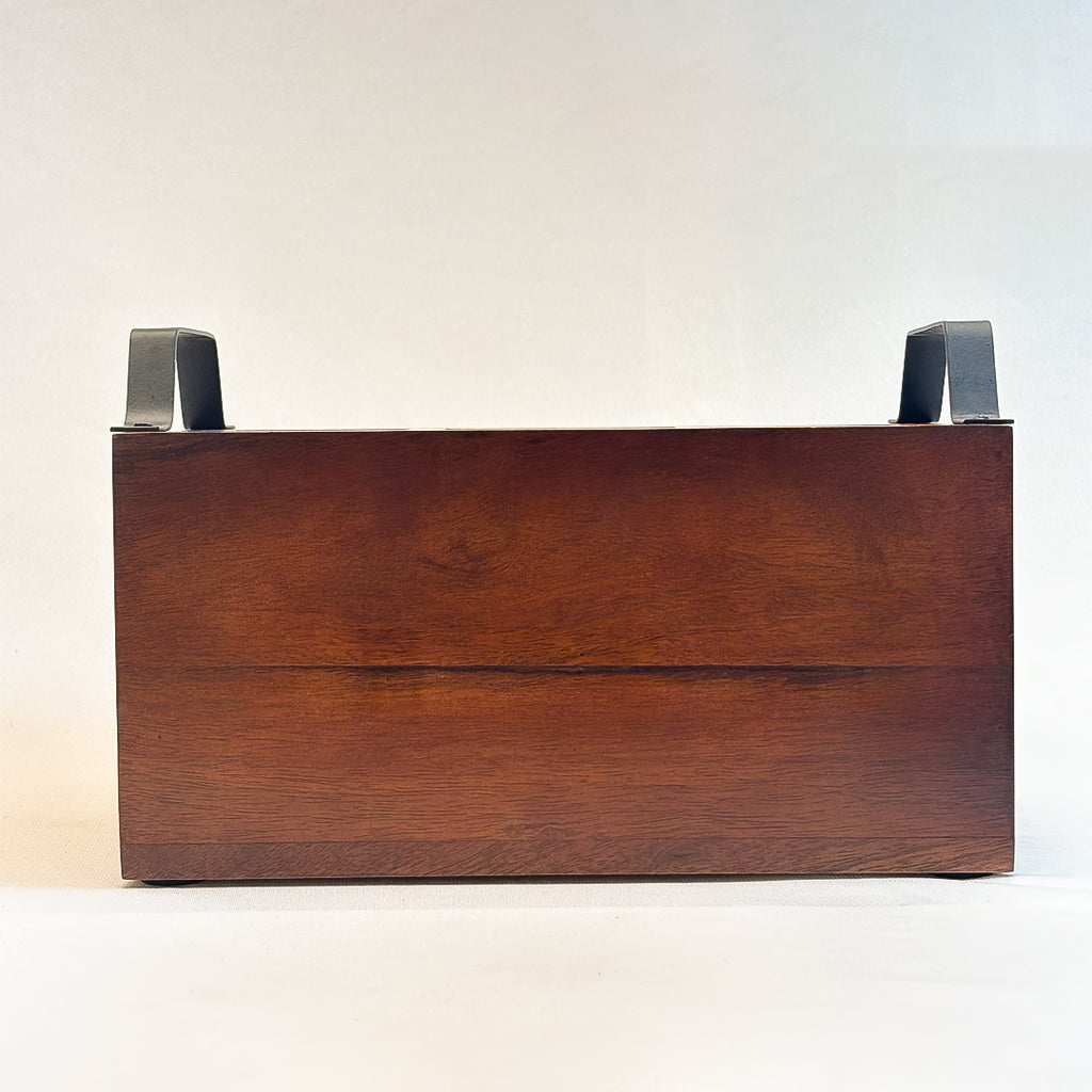 Wooden 4- Partition Cutlery Holder with Black Metal Handles | Multipurpose Kitchen Organizer