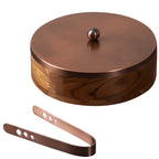 Wooden Chapati Box with Copper Finish Lid & Tongs | Roti Storage Container