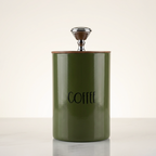 Tea Coffee Sugar Canister | Set of 3 with Airtight Wooden Lid | Kitchen Storage Jars | Green
