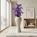 12.5 Inch Modern Ceramic Finish Flower Vase for Living Room Decor | Minimalist Beige Decorative Vase for Table, Shelf & Centerpiece | Aesthetic Home Decor Vase for Flowers