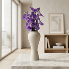 12.5 Inch Modern Ceramic Finish Flower Vase for Living Room Decor | Minimalist Beige Decorative Vase for Table, Shelf & Centerpiece | Aesthetic Home Decor Vase for Flowers