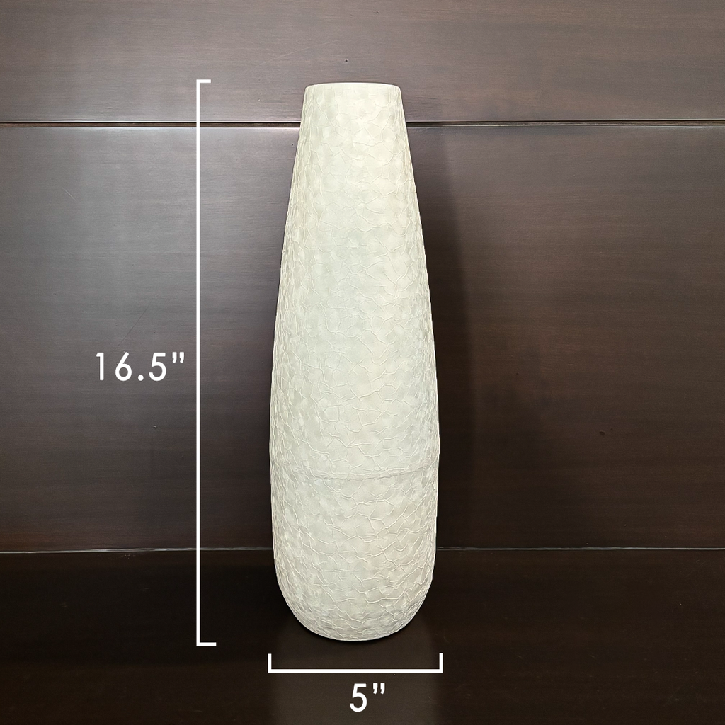 Textured Ceramic Finish Flower Vase |Tall Hammered 16.5" Corner Table Decor Vase | Modern Home Decor Accent for Living Room & Table