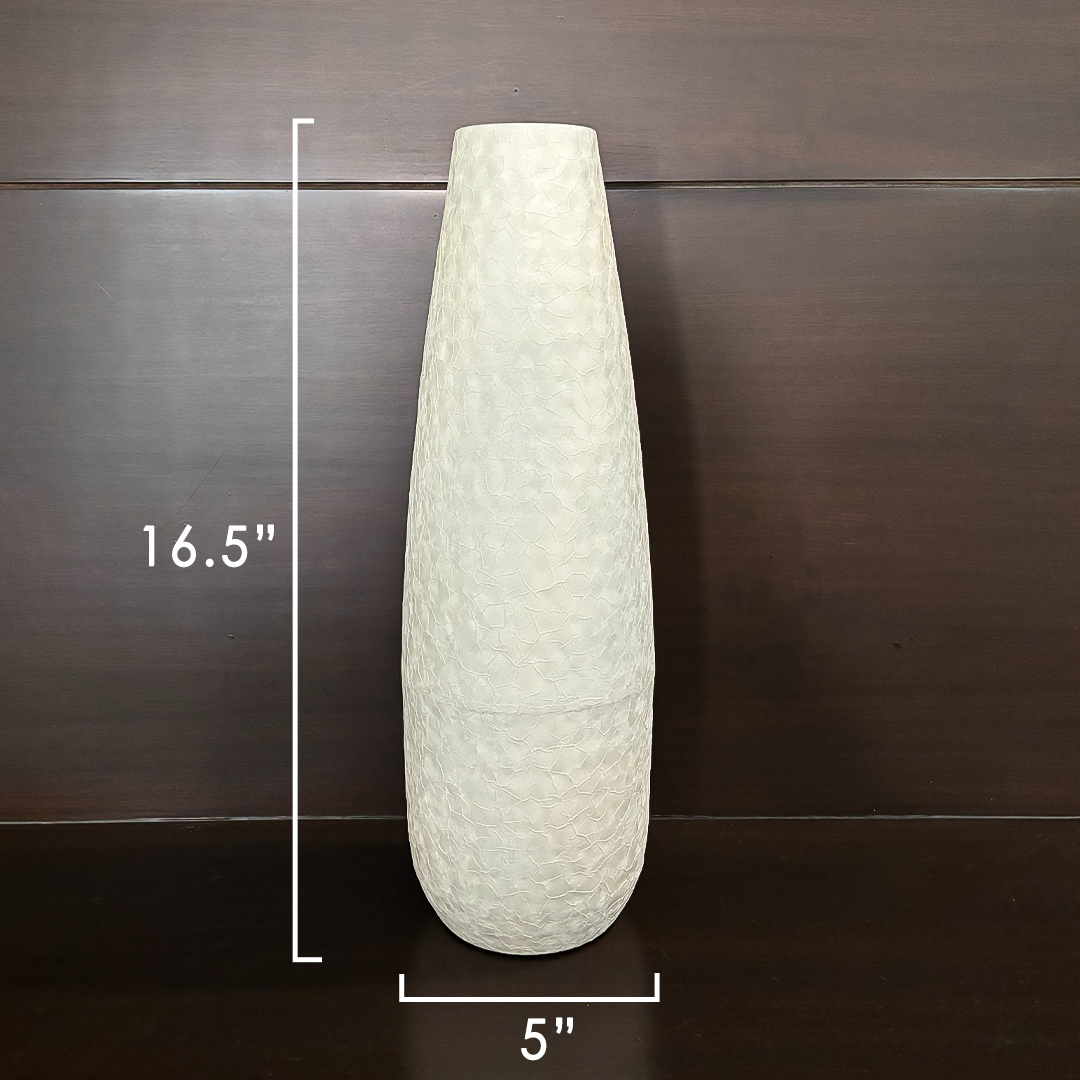 Textured Ceramic Finish Flower Vase |Tall Hammered 16.5" Corner Table Decor Vase | Modern Home Decor Accent for Living Room & Table