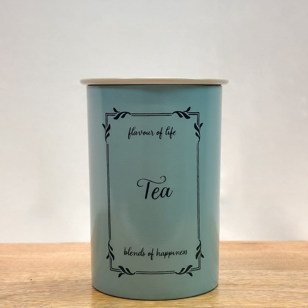 Metal Tea Coffee Sugar Canister Set | Airtight Kitchen Storage Containers | Pastel Blue