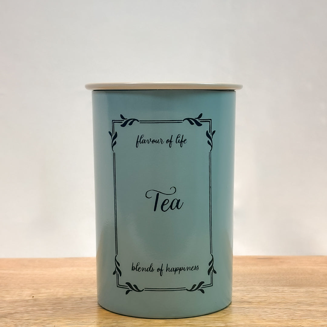 Metal Tea Coffee Sugar Canister Set | Airtight Kitchen Storage Containers | Pastel Blue