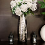 Hammered Silver Finish Metal Vase (16.5") – Modern Decorative Flower Vase for Home, Office & Gifting (Gold)