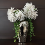 10" Hammered Metal Flower Vase – Modern Decorative Table Vase for Living Room, Bedroom & Office – Silver Finish