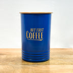 Metal Tea Coffee Sugar Canister Set | Airtight Kitchen Storage Containers | Blue