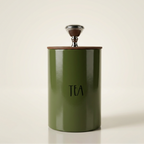 Tea Coffee Sugar Canister | Set of 3 with Airtight Wooden Lid | Kitchen Storage Jars | Green