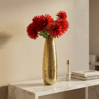Hammered Gold Finish Metal Vase (16.5") – Modern Decorative Flower Vase for Home, Office & Gifting (Gold)